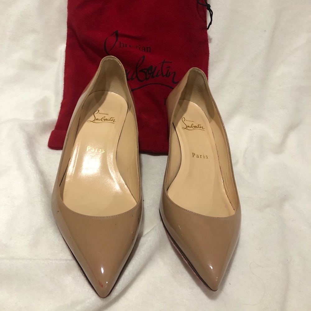 Christian Louboutin patent leather kitten heels